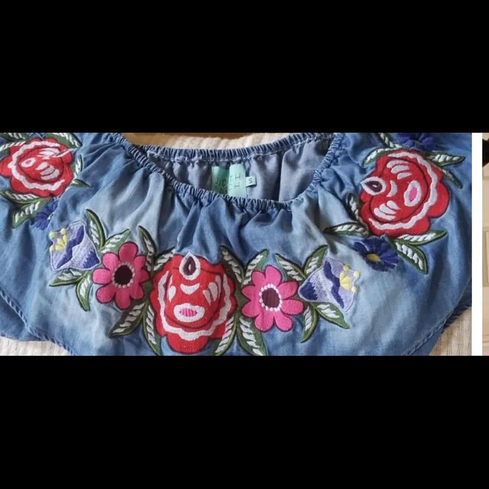 NWOT Judith March denim embroidered ruffle dress - Picture 2 of 3